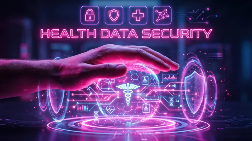 Schutz von Gesundheitsdaten bei ChatGPT Health durch Verschlüsselung, Datensicherheit und Zugriffskontrollen.